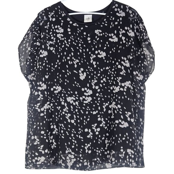 Cabi Women’s Black Sheer Dot Top Med – Minimalist, Light Academia, Layering Pi - Picture 2 of 11